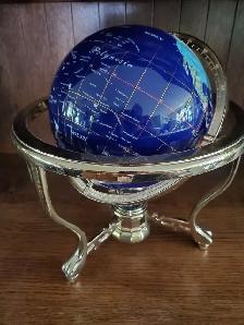 Vintage brass and blue globe - Photo 2