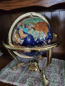 Vintage brass and blue globe - Photo 3