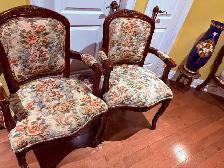 pair of french provincial chairs wood carved