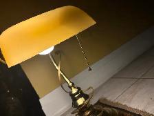 vintage bankers lamp amber glass - Photo 2