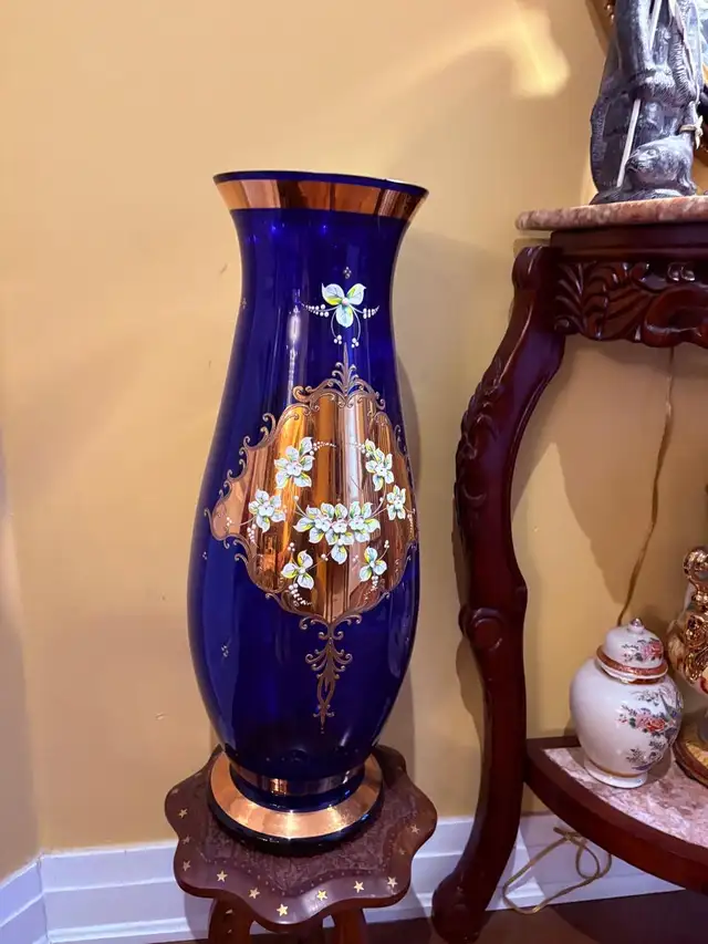 bohemian czech cobalt blue vase 24 inch