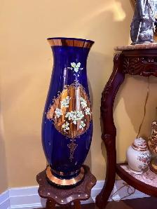 bohemian czech cobalt blue vase 24 inch