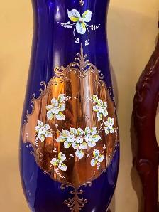 bohemian czech cobalt blue vase 24 inch - Photo 2