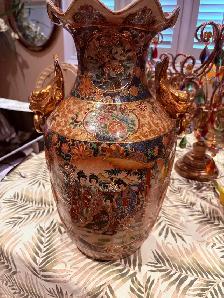 asian hand made 18 inch vase