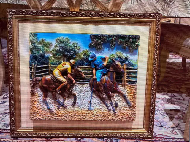 vintage 3D polo wall art 28 by 24 inch