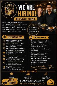 Hiring Servers/Kitchen Helpers