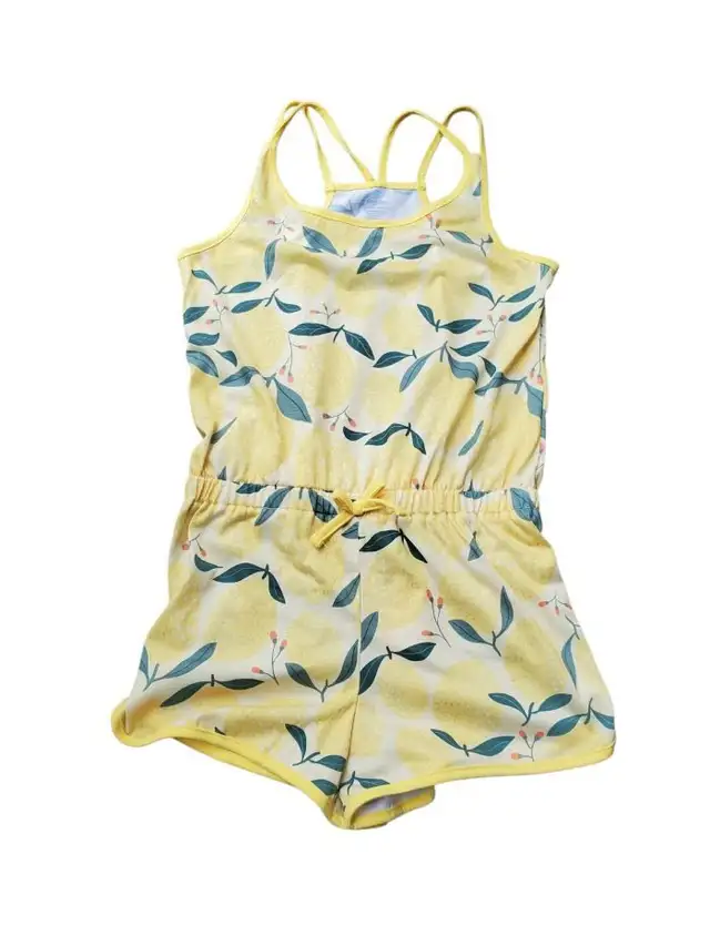 George Girls Lemon Print Summer Romper | Size XLG (14–16)