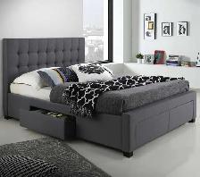 Queen Linen Platform Storage Bed with Deep Button Tufted Head - Photo 2