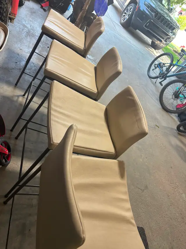 4 Cream, Leather Barstools - Very sturdy - $200