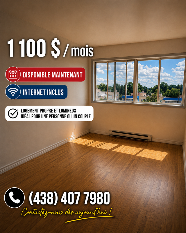 4½ lumineux – Pointe-aux-Trembles – 1 100 $ – Internet inclus