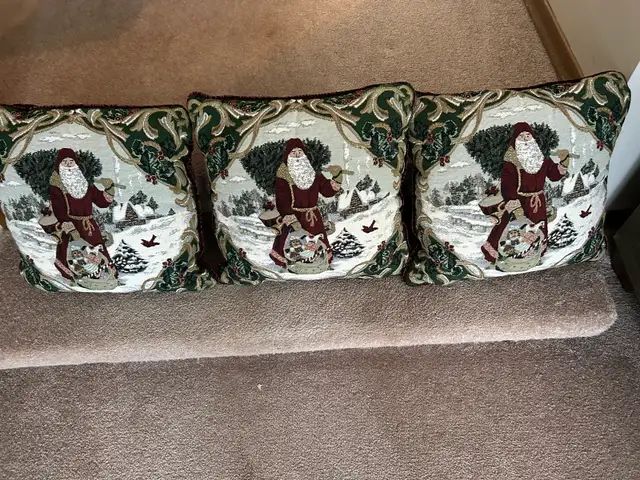 Christmas Tapestry throw pillows. Set of Three