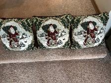 Christmas Tapestry throw pillows. Set of Three