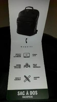 Sac à Dos Bugatti Neuf : Cuir Végane Noir - Portable 15.6 Po - Photo 7