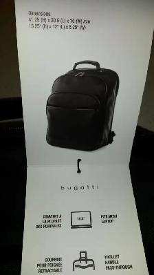 Sac à Dos Bugatti Neuf : Cuir Végane Noir - Portable 15.6 Po - Photo 8