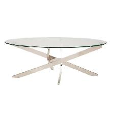 Table à Café Zila 48’’ en Verre Trempé & Acier Inoxydable