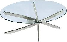 Table à Café Zila 48’’ en Verre Trempé & Acier Inoxydable - Photo 2
