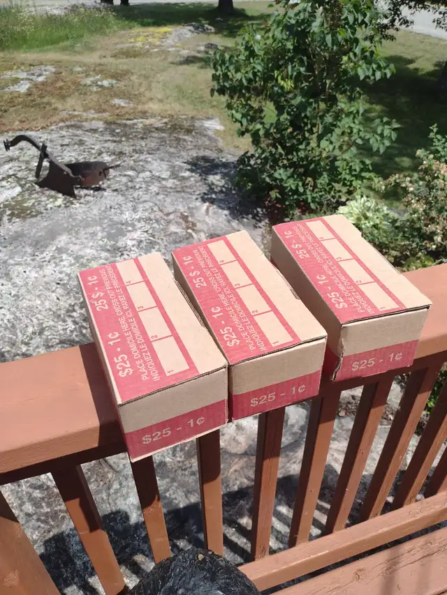 Your choice 3 boxes of Canadian/ American pennies unsearched