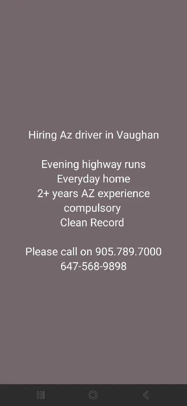 Hiring Az Highway Driver(Everyday home) in Evening