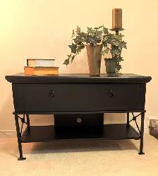Upcycled Black Console/Media Table – with a drawer and a shelf - Photo 2