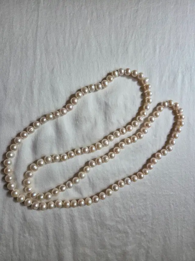 7.5–8mm White Freshwater Pearl Endless Necklace – 36 inch