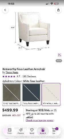 Holsworthy Faux Leather Armchair - Photo 4