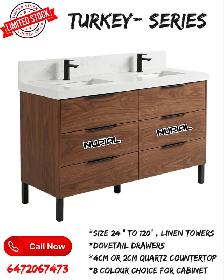 Real Wood Vanity, Bathtub, Mirror, Toilet