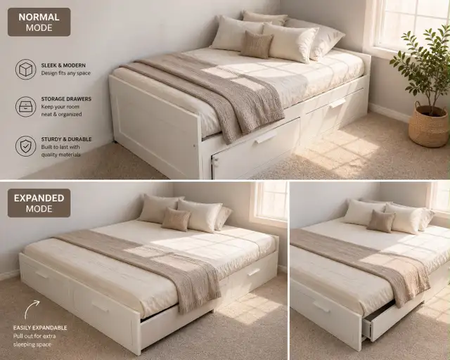 Ikea Expandable Daybed with Storage (Single to Double) – $300