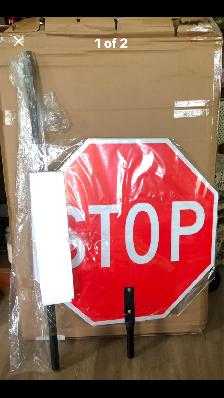 "24 Stop/Slow Flaggers Paddle with Aluminum Extension - New!