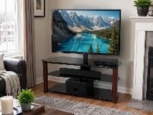 Limitless Furniture TV Stand with Mount | Black Glass & Wood