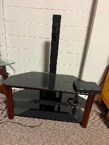 Limitless Furniture TV Stand with Mount | Black Glass & Wood - Photo 2
