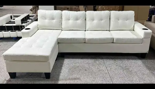 New L Shaped Leather Sectional 4-Seater Sofa