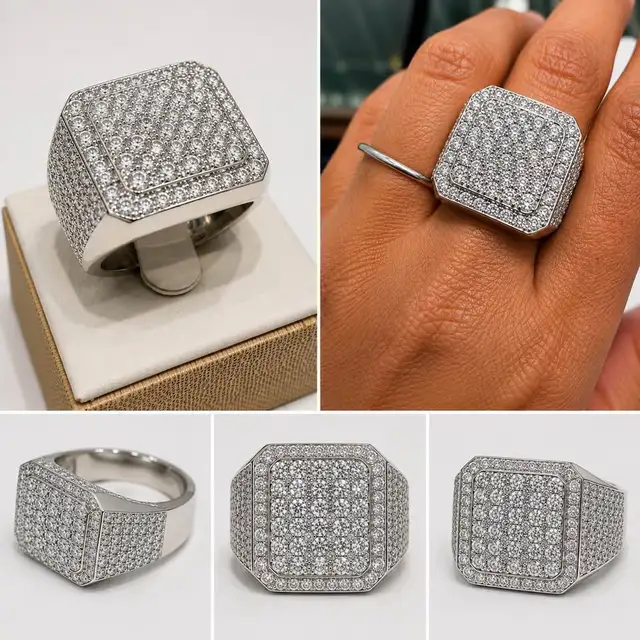14karat Solid Gold Men’s Iced out ring 5.50CTW
