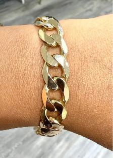 9 Karat Solid Gold Cuban Bracelet 8.5" 12mm wide