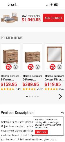 Dresser w/mirror & side drawers - Photo 9