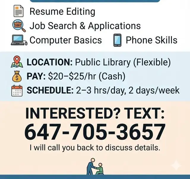 $25/Hour. Looking for  Help with Job Search,  Compu