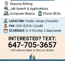 $25/Hour. Looking for  Help with Job Search,  Compu