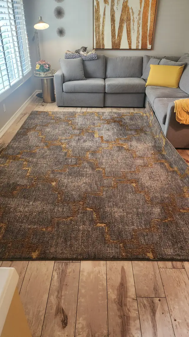 AREA RUG   7'10 x 11  Greys and Golds