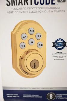 Deadbolt Touchpad Electronic Smartcode 5 Brass Brand New - Photo 6