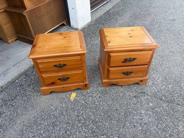 Free delivery used Pine Wood Nightstands - Pair