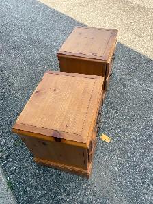 Free delivery used Pine Wood Nightstands - Pair - Photo 2