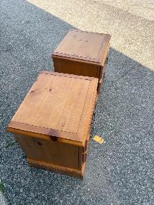 Free delivery used Pine Wood Nightstands - Pair - Photo 5