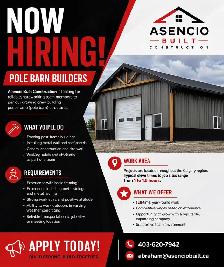 hiring pole barn framers.