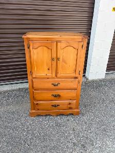 Free delivery used Wood Armoire with Drawers - Photo 2