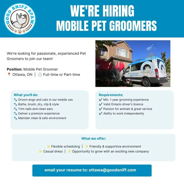 Mobile Pet Groomer Ottawa Area