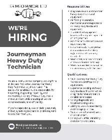 Hiring Journeyman Heavy Duty Technician