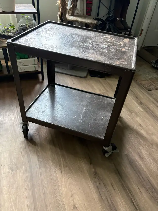 Metal cart on wheels