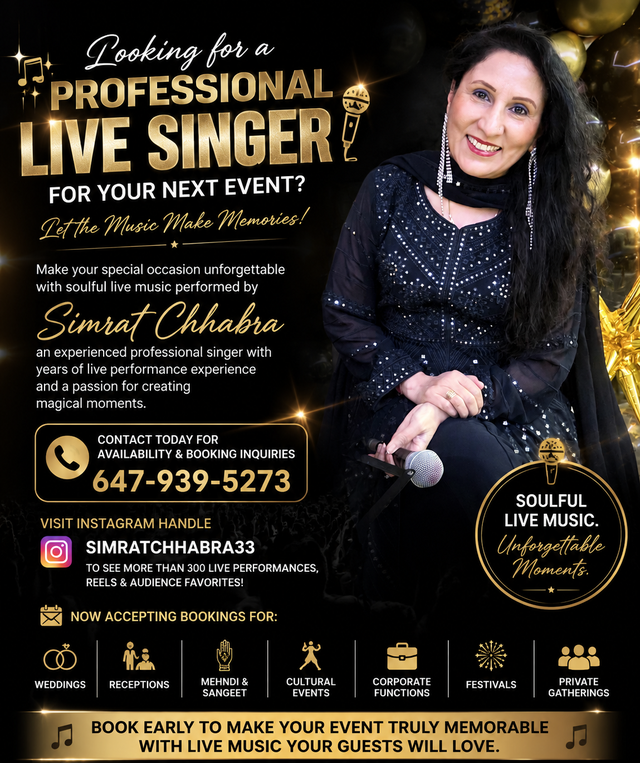 Bollywood Professional Live Singer for Your Next Musical Event