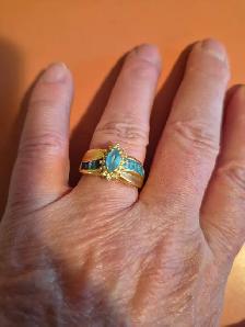 Vintage 14k Gold and diamond aquamarine ring - Photo 3