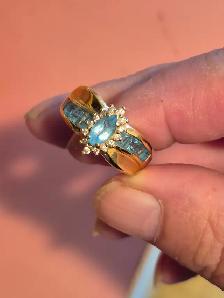 Vintage 14k Gold and diamond aquamarine ring - Photo 6