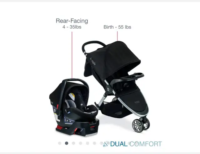 Britax B-Agile complete travel system Car seat  carrier stroller